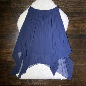 Abercrombie & Fitch Navy Pleated Asymmetrical Hem Skirt Extra Small